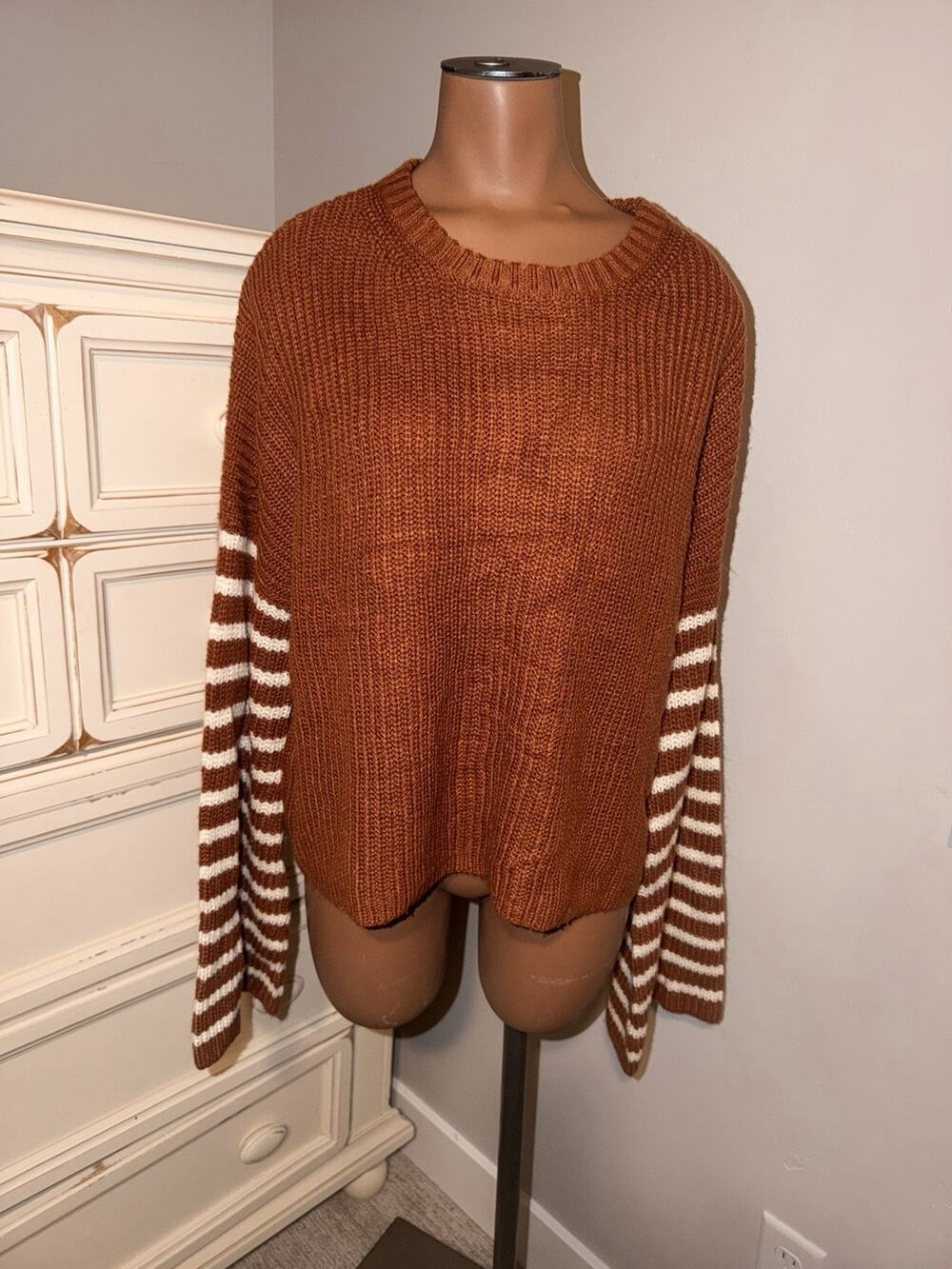 Fall burnt Orange Bell Sleeve Sweater Oversized Medium